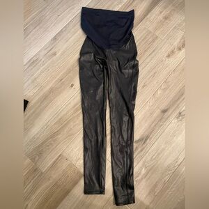 Spanx mama faux leather leggings